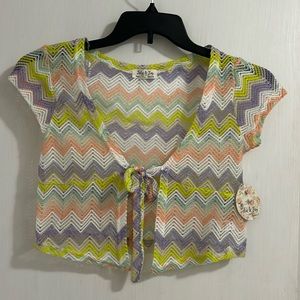 NWT Jolie and Joy Women’s Pastel Spring Tones Cropped Knit Short Sleeve Coverup